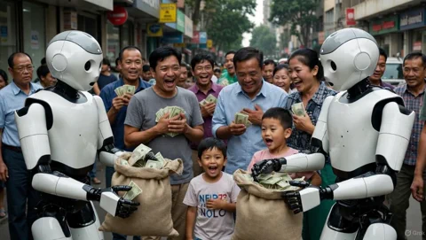 A split image showing a Boston Dynamics robot on the left and a Tesla Optimus robot on the right.