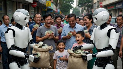A split image showing a Boston Dynamics robot on the left and a Tesla Optimus robot on the right.
