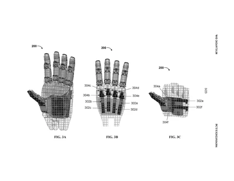 Diagramm aus Teslas Patent, das die interne Kabel- und Aktuatoranordnung der Optimus-Hand zeigt.