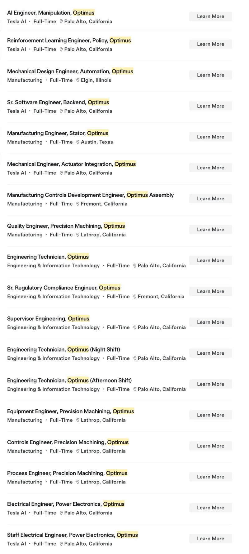 Tesla Optimus: 110 neue Jobs für Roboter-Zukunft
