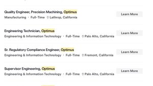 Tesla Optimus: 110 neue Jobs für Roboter-Zukunft