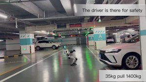 Unitree G1 Roboter zieht 1400 kg Auto